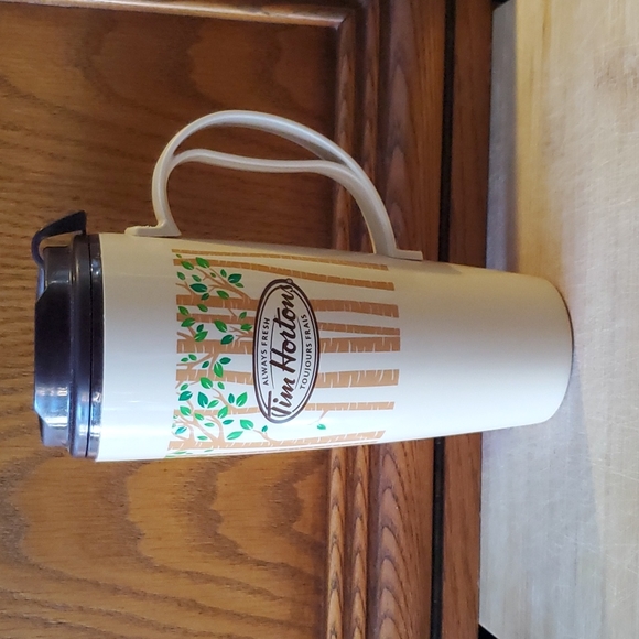 Tim Hortons 16 oz Thermo-Serve Plastic Travel Tumbler - Trees Design - 2012 - Picture 1 of 9